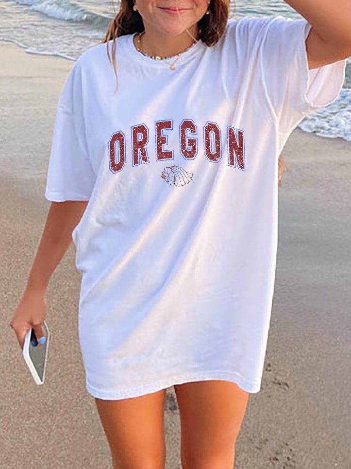 Women's Oregon Shell Print Loose T-Shirt