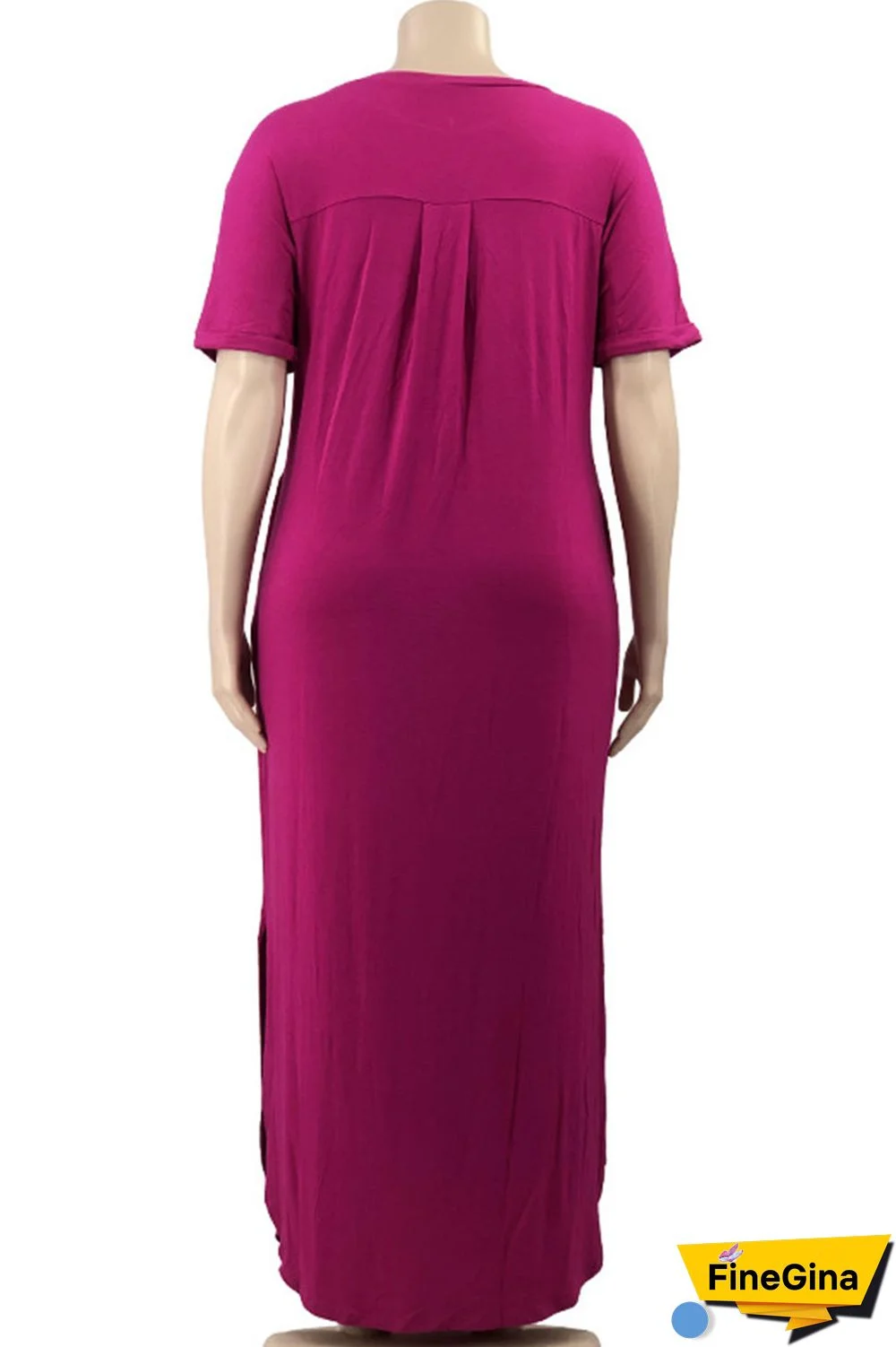 Yellow Casual Solid Patchwork Slit V Neck Straight Plus Size Dresses