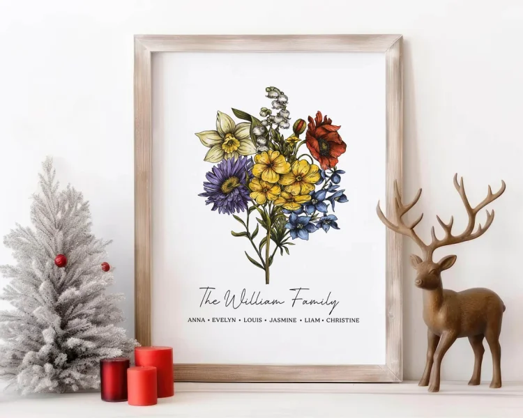 Vintage Custom-Birth Flower Family Bouquet