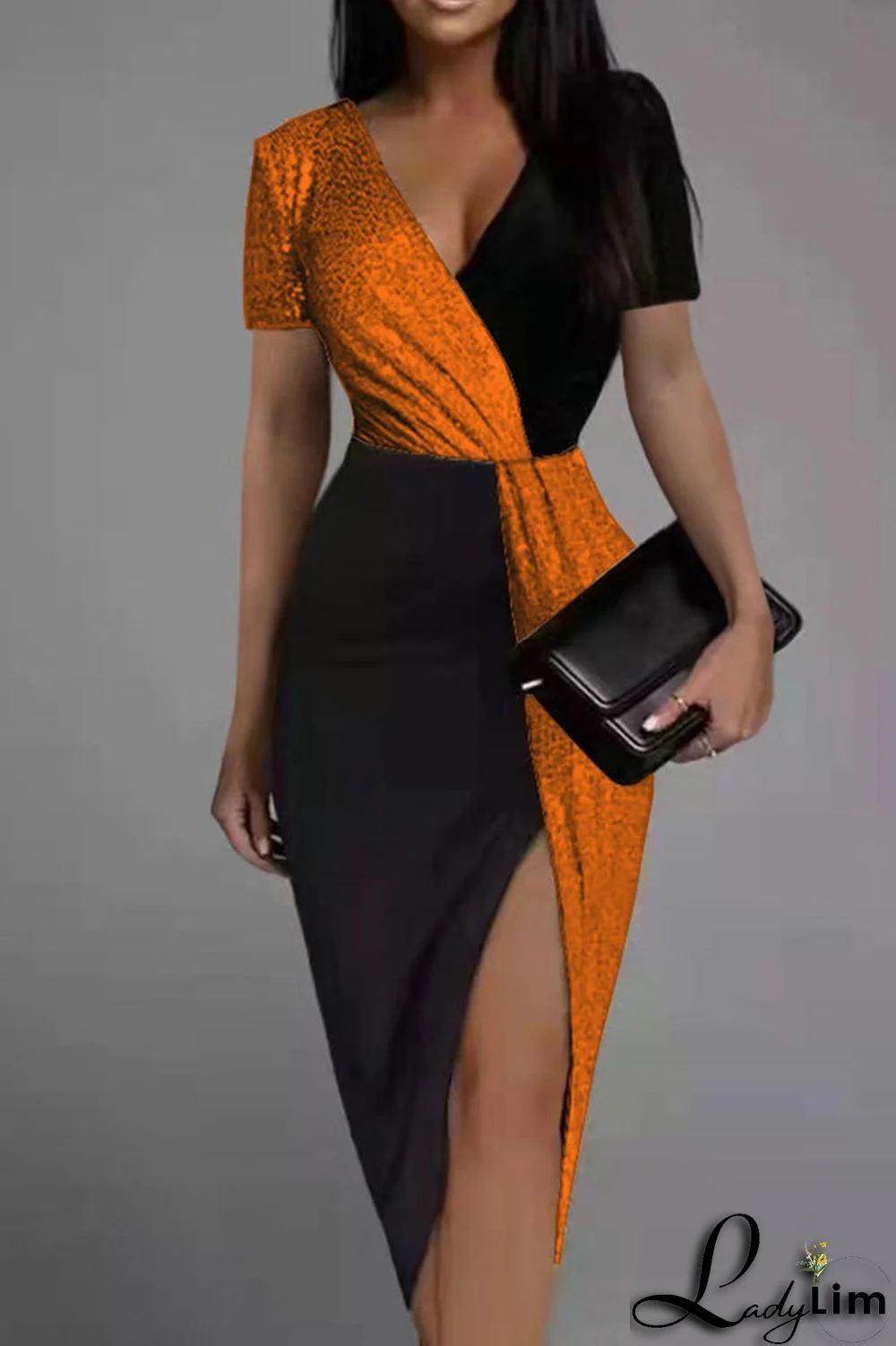 Red Sexy Solid Split Joint Asymmetrical V Neck One Step Skirt Dresses