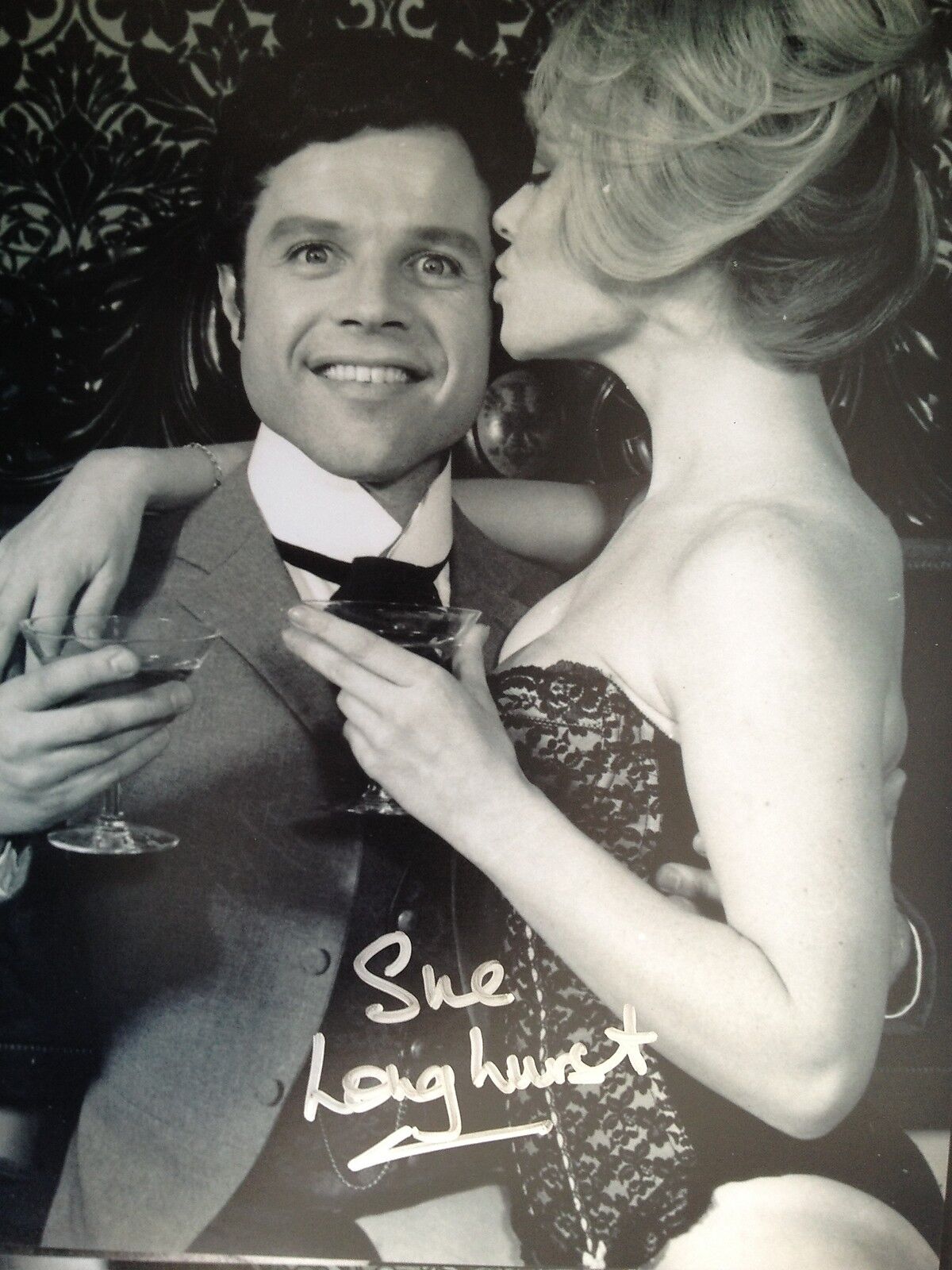 SUE LONGHURST - LUST FOR A VAMPIRE - STUNNING SIGNED B/W Photo Poster paintingGRAPH