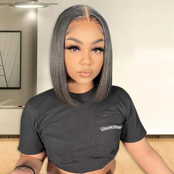 Wignee Straight Pixie Cut Bob 2x4 Lace Part Human Hair Wigs | 12Inch Only Wignee hair
