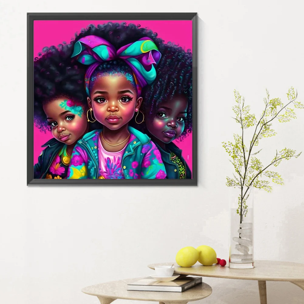 Diamond Painting - Full Round Drill - Black Girl(Canvas|30*30cm)