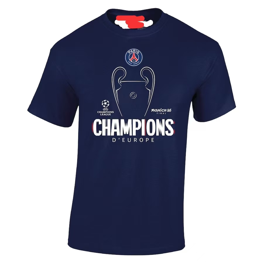 PSG Paris SG UCL Champions 2025 Trophy Outline Graphic T-Shirt - Navy- Maxi Kit