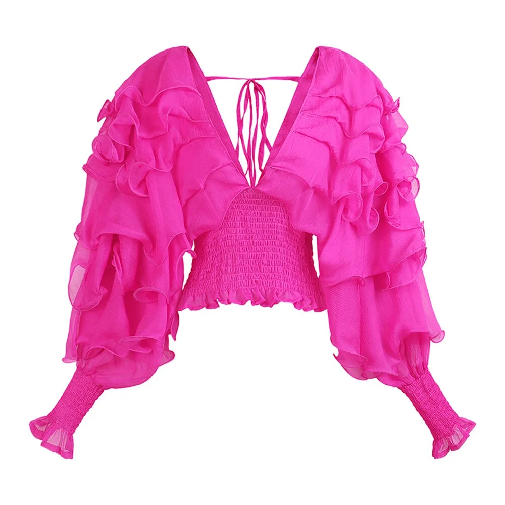 Toloer Toloer Loose Shirt For Women V Neck Long Sleeve Fold Pleated Slim Solid Blouses Female Fashion Spring Clothing Style New 1127-1-Outfit Ideas