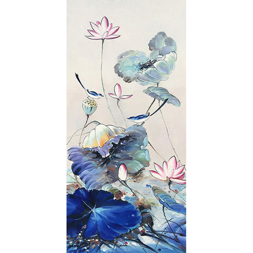 

50*100CM - Round Drill Diamond Painting - Lotus, 501 Original