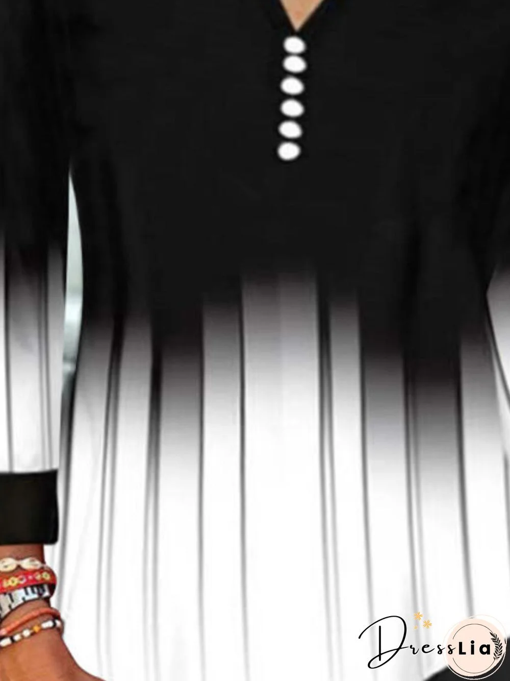 Vintage Printed Cotton-Blend V Neck Tops