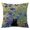 Van Gogh Iris Flower Cross Stitch Pillow Cover Kit 11CT Stamped 3-Strand Embroidery 45x45cm