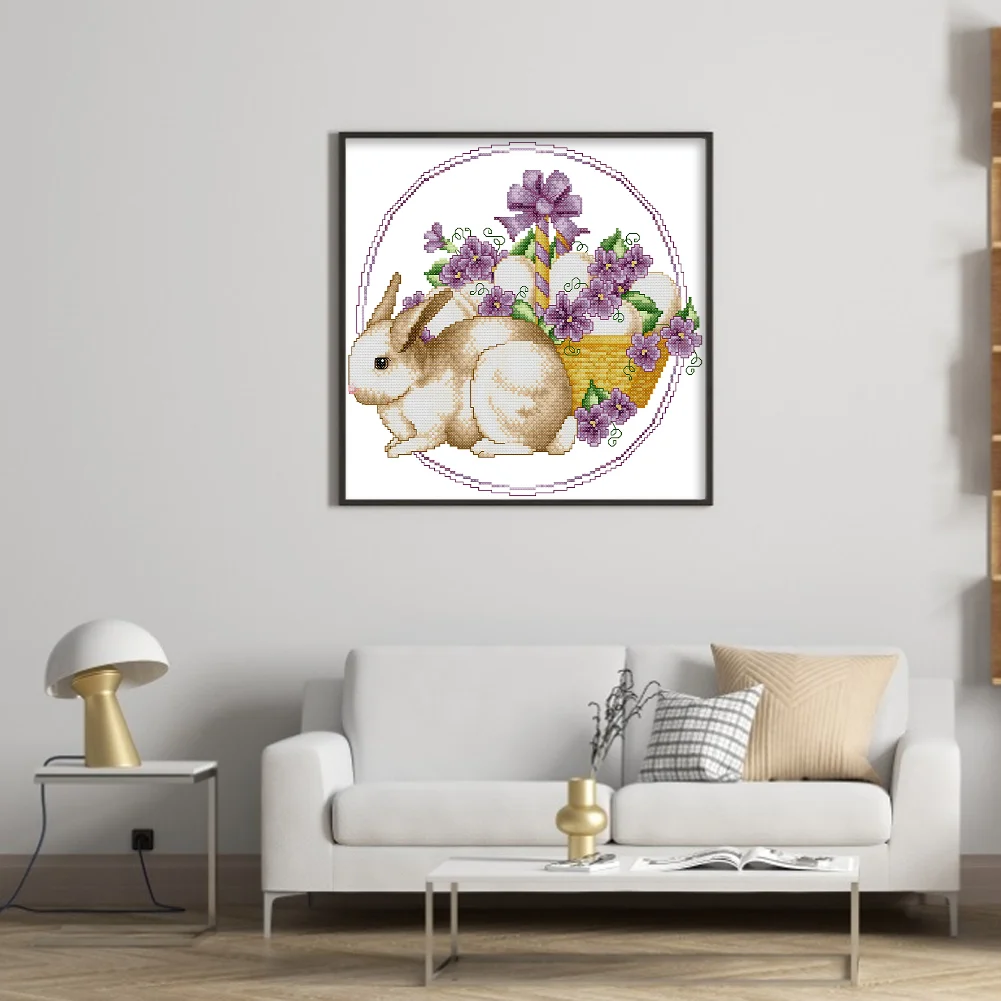 DIY Stamped Cross Stitch 11CT Partial Embroidery 41*39cm - Easter Bunny