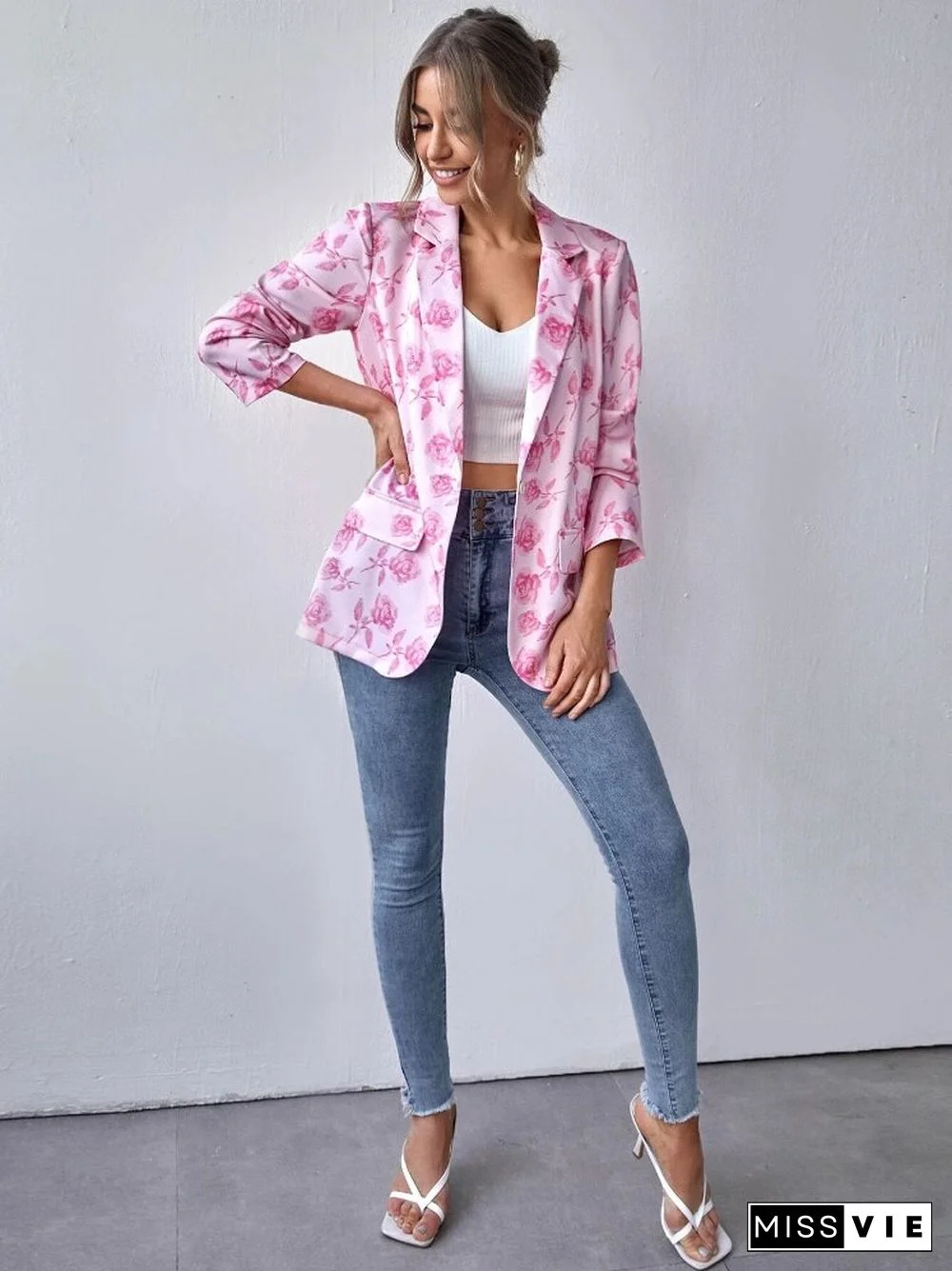 Spring And Summer Women's Suit Jacket One Button Printing Fashion Trend Temperament Commuter Women's Casual Small Suit Jacket