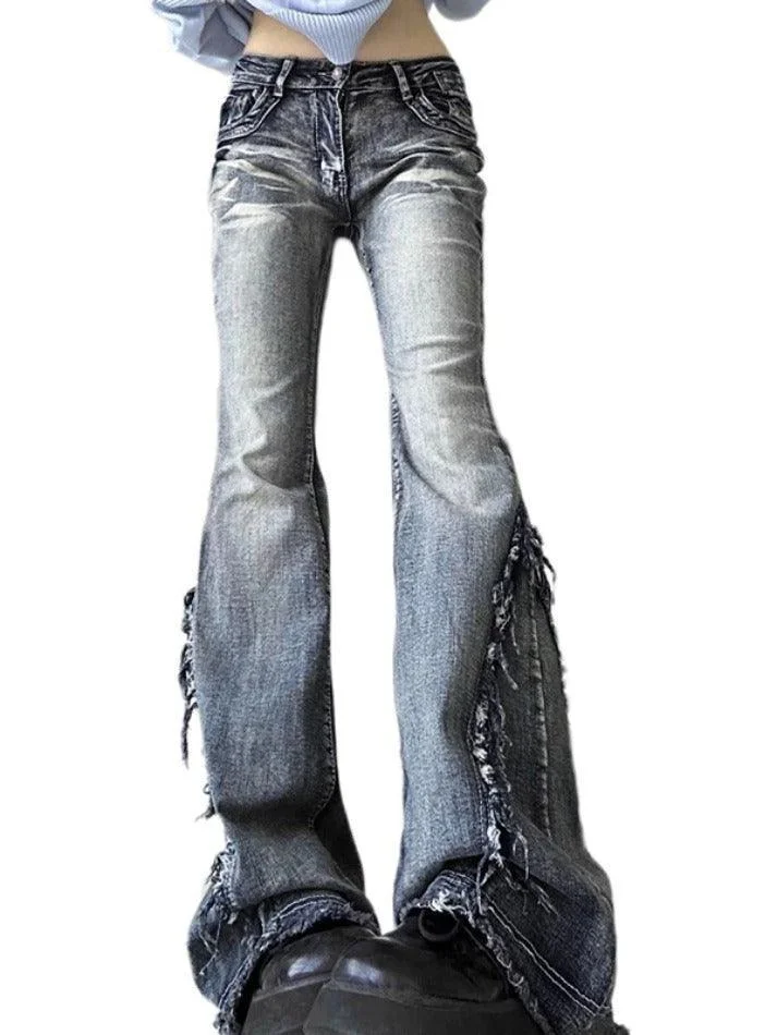 Uveng Raw Trim Splice Low Rise Flare Jeans