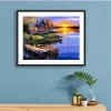 Lakeside Hut Under Sunset   | Full Round Diamond Painting Kits