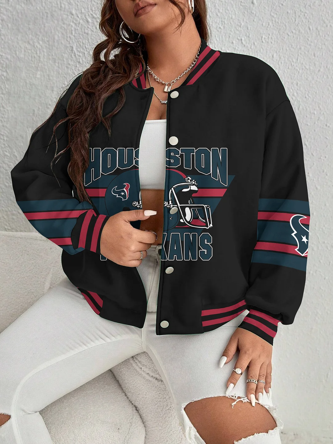 Houston Texans Women's Long Pass Full- Snap Casual Jacket