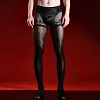 Men's Ultra Thin Oil Shiny Silky Glossy Cool Feeling Sexy Black Solid Nylon Stocking with Snagging Resistance