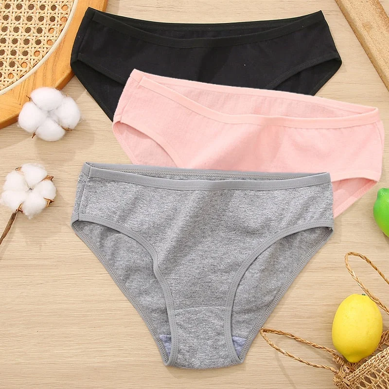 FINETOO 3Pcs Women Cotton Panties Comfortable Briefs Ladies Low-rise Underpants S-XL Girls Underwear Fashion Plus Size Panty New