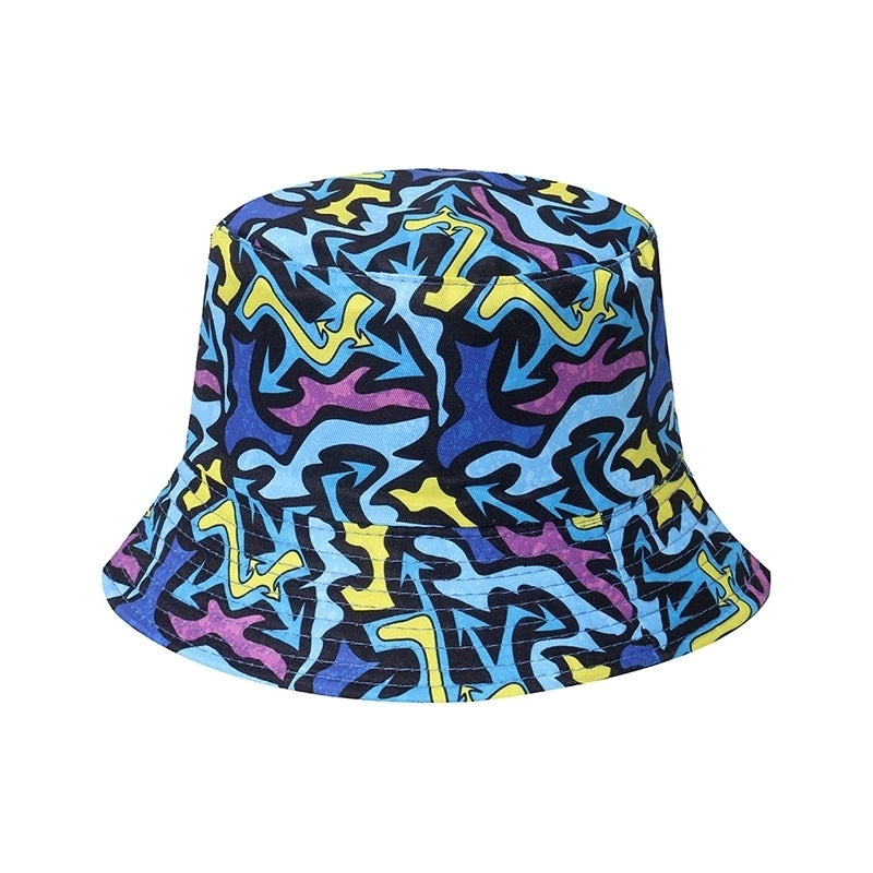 Women’s Hip-hop Bear Printing Flat Eaves Bucket Hat
