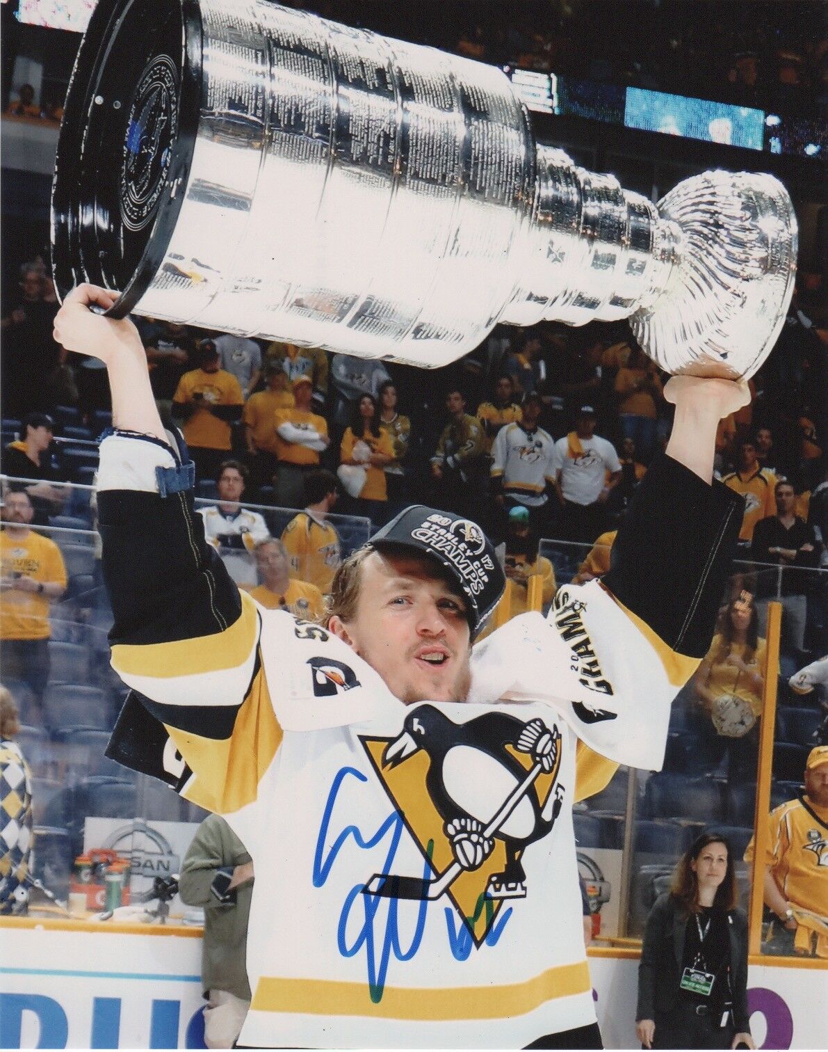 Pittsburgh Penguins Stanley Cup Carl Hagelin Signed Autographed 8x10 Photo Poster painting COA D