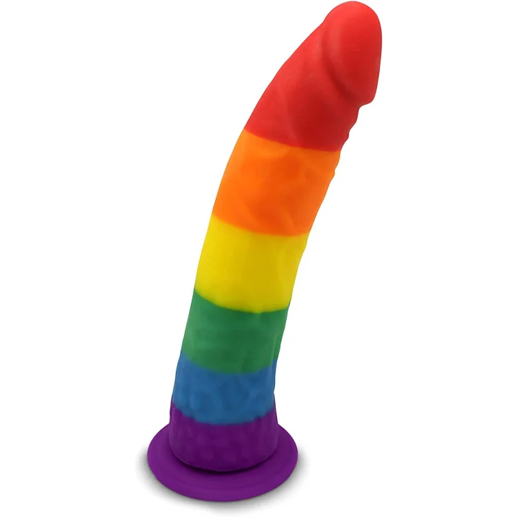 Pride Dildo - The 8" Silicone Rainbow Dildo With Suction Cup