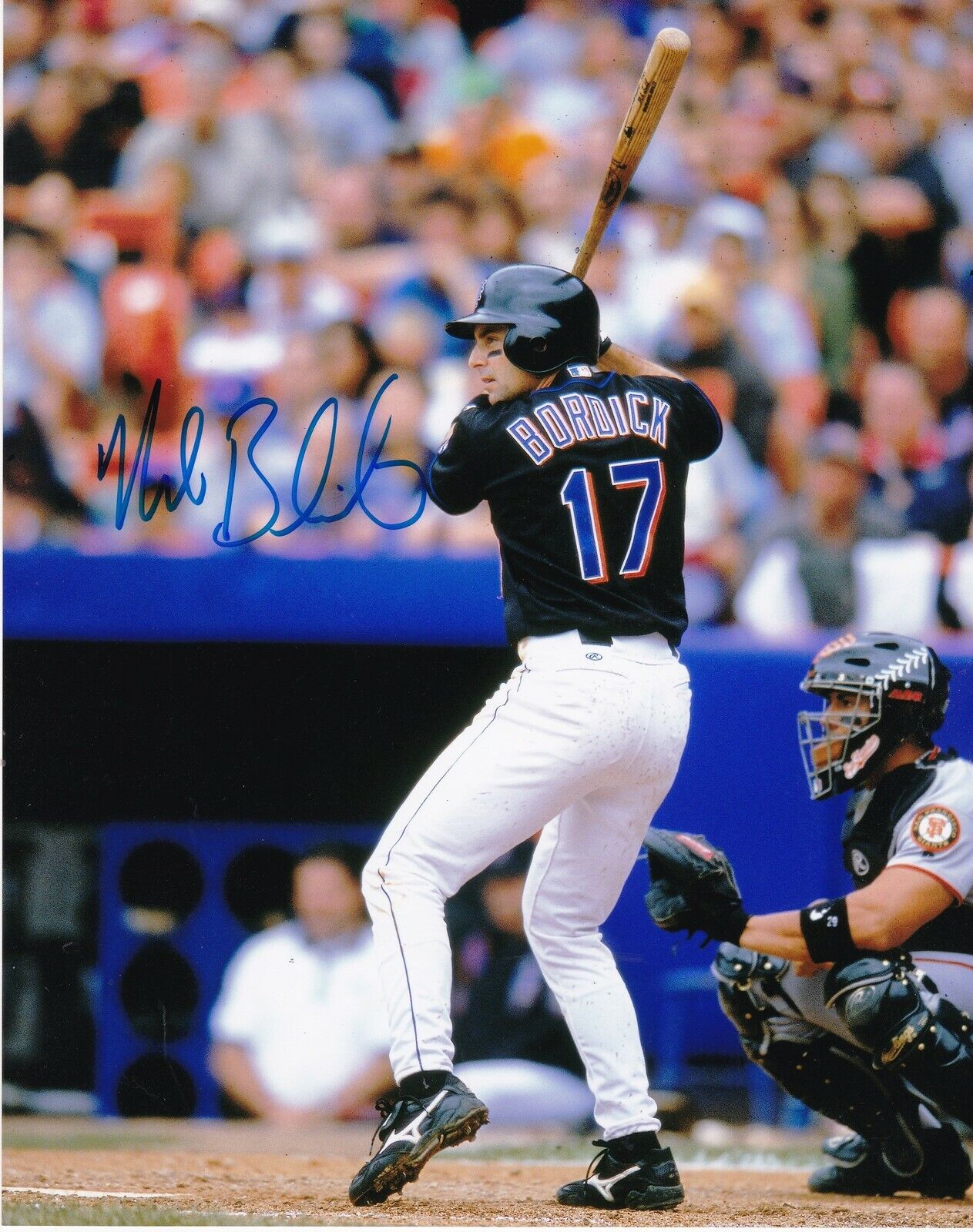 MIKE BORDICK NEW YORK METS ACTION SIGNED 8x10