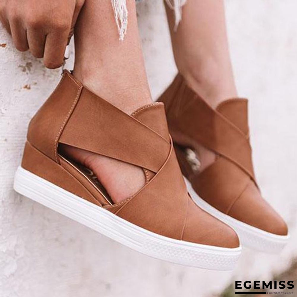 Women Solid High Flats wedges Heel Height Increasing Chunky Platform Vulcanized Sneakers Shoes | EGEMISS