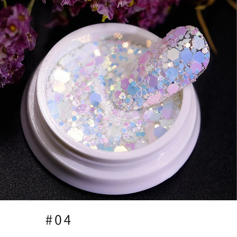 iridescent Flakes Gold Pink White Flakes Slices Chrome Pigment Dust Nail Powder Glitter Sequins Nail Art Decoration Manicures-Nail Inspo