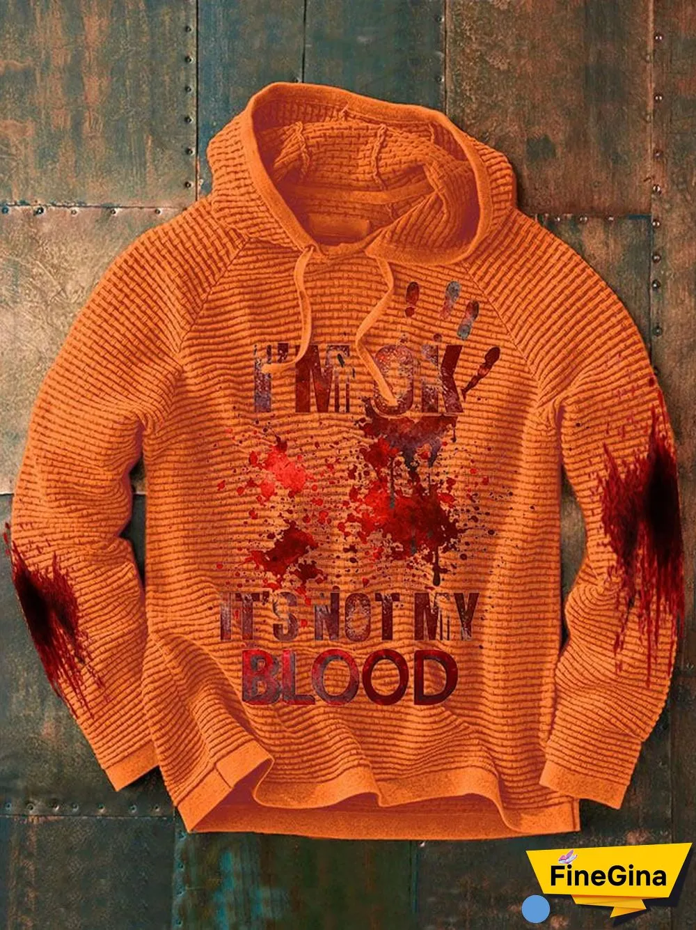 Men's Casual I'M Ok It'S Not My Blood Printed Long Sleeve Sweatshirt