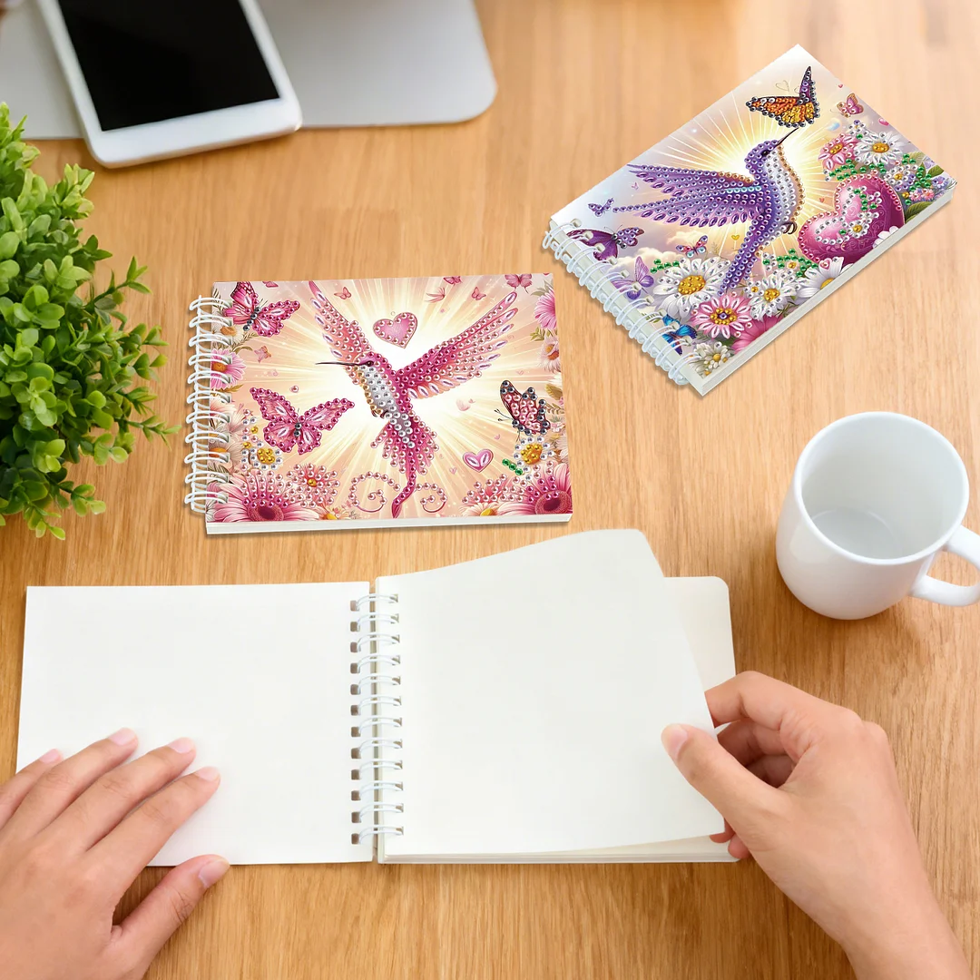 2 Pack Hummingbird DIY Diamond Art Spiral Notebook Kit 80Pages No Lines Gifts