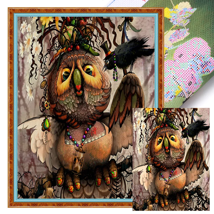 【Huacan Brand】The Little Bird That Loves To Dress Up 11CT Stamped Cross Stitch 45*60CM