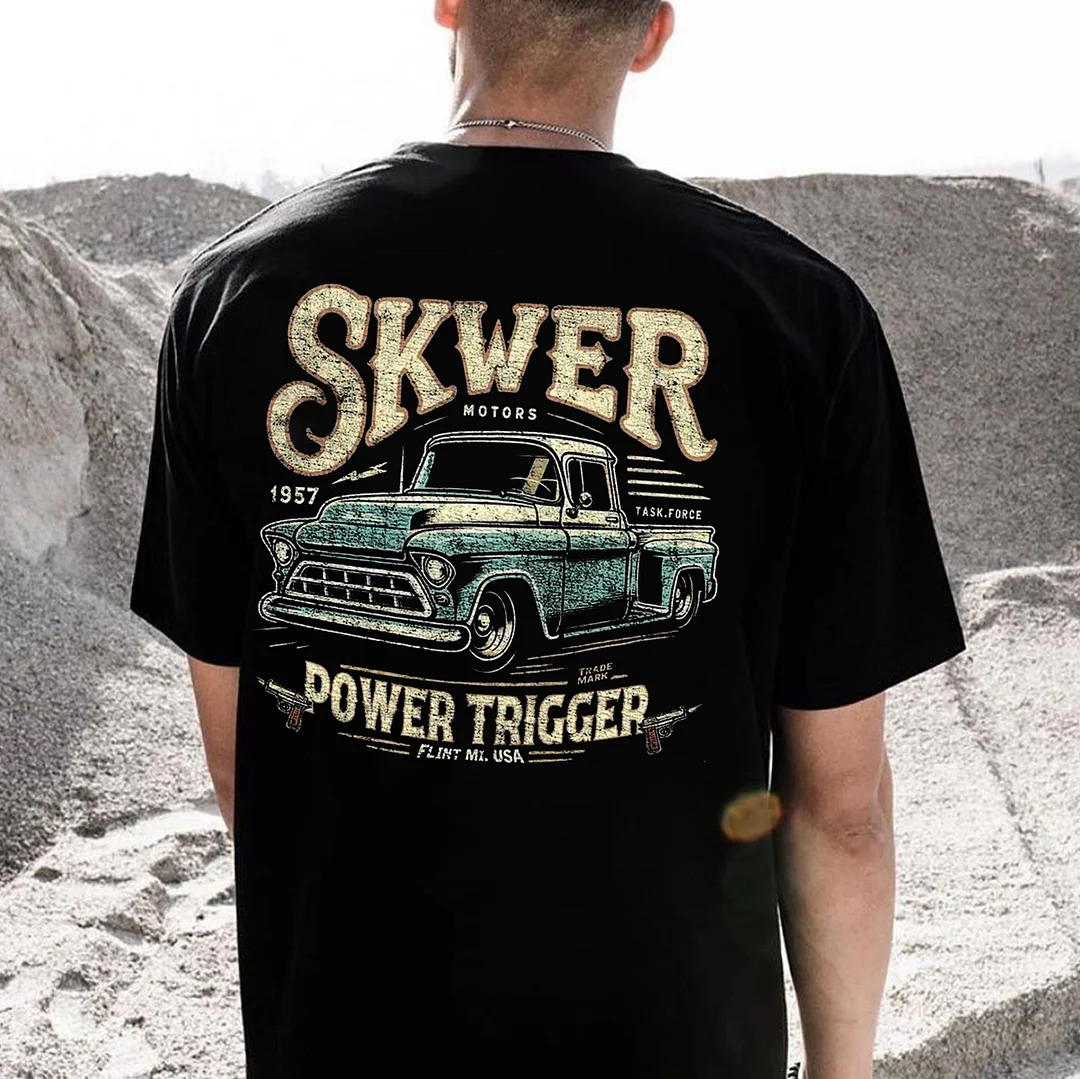 SKWER POWER TRIGGER Classic Car Print Men's T-shirt