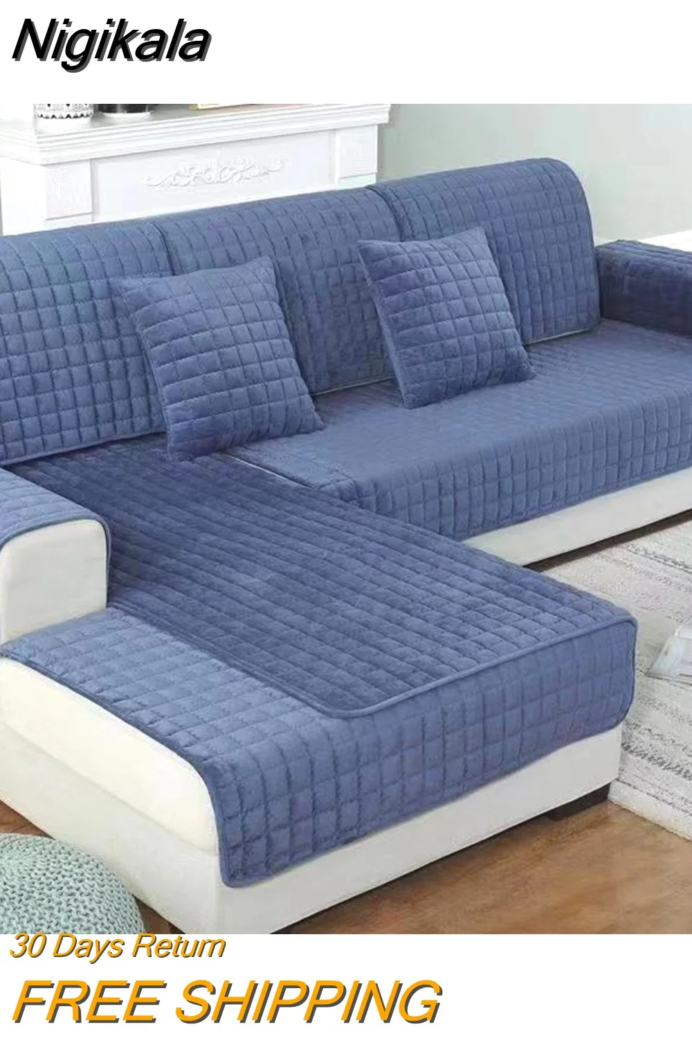 Nigikala Thicken Quilted Velvet Sofa Cover Winter Plush Antislip Sofa Towel Soft Couch Cover