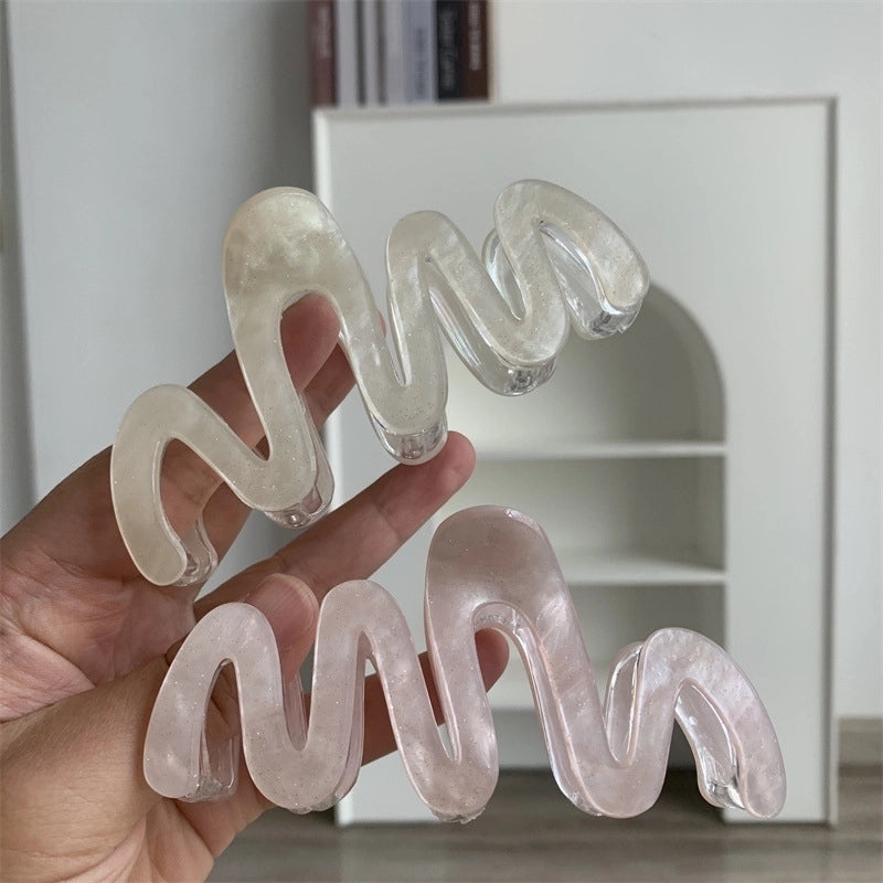 Fresh Starry Sky Board Double-Layer Acrylic Large Grip Wave-Shaped Back Head Hair Claw Shark Clip New