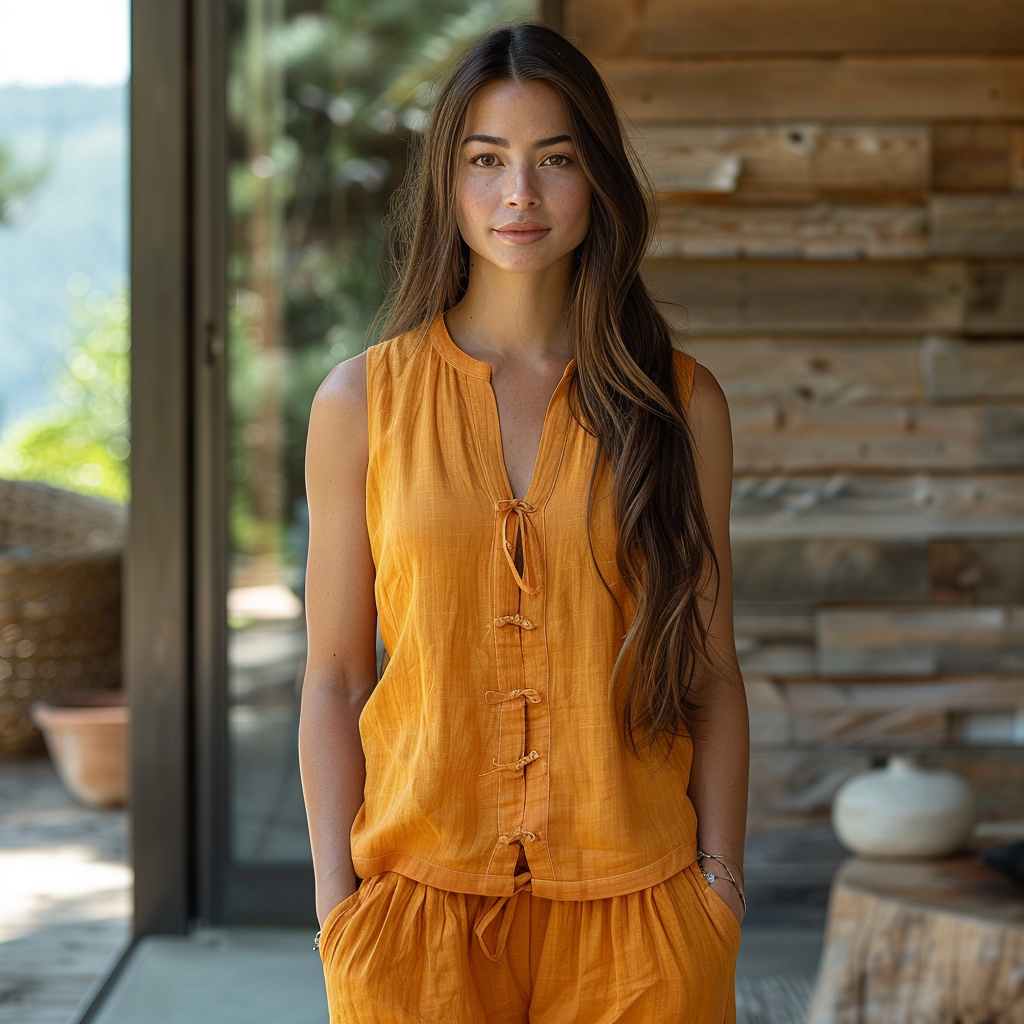 Retro Casual Linen Sleeveless Stand Collar Shirt T-shirt Chinese Style Sleeveless Shirt