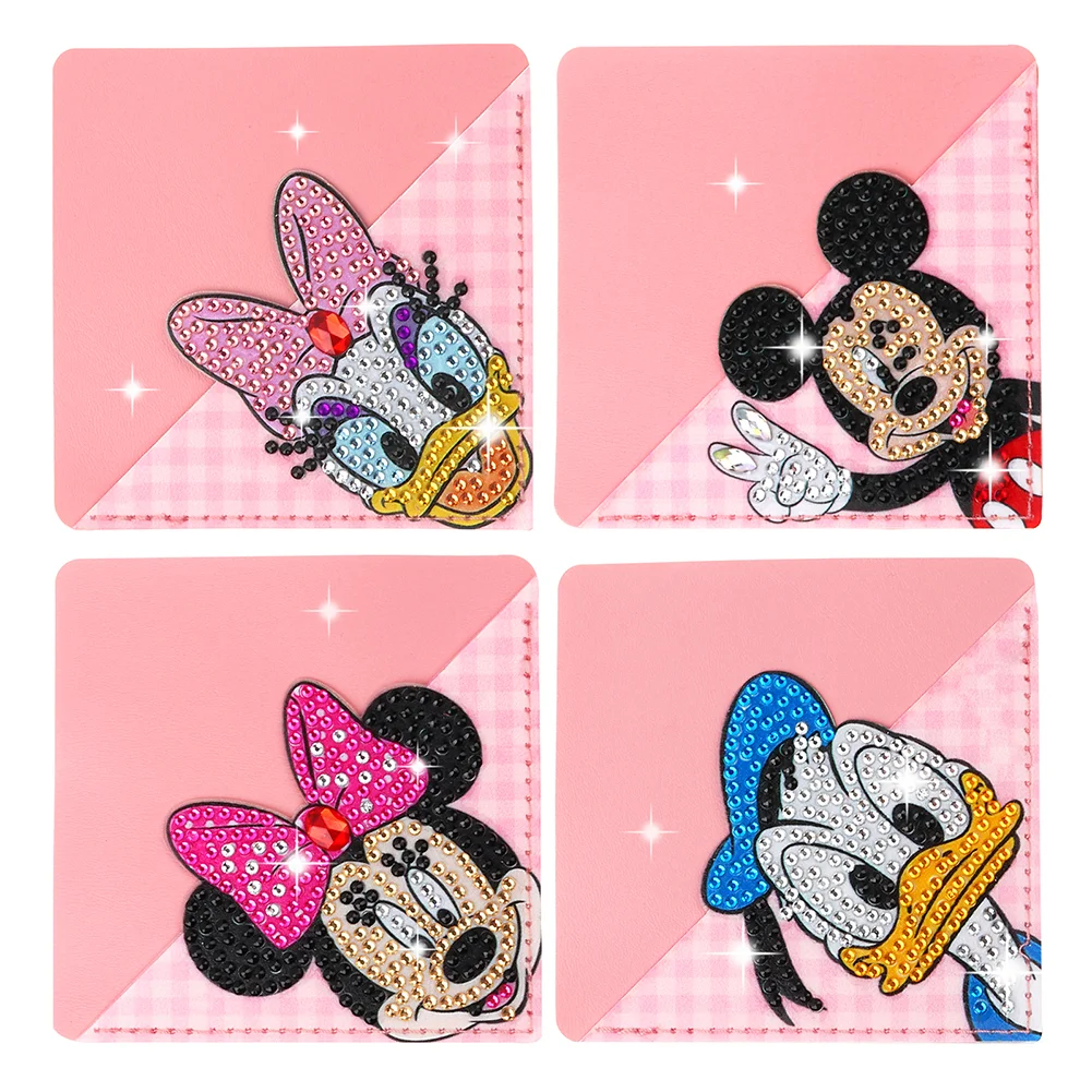 4pcs DIY Mickey Mouse Diamond Painting Bookmark Corner Bookmark for Book Lovers