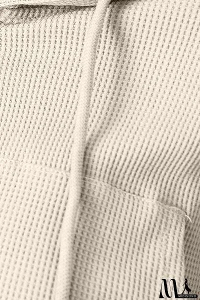 MidiSono - Waffle-Knit Drawstring Zip Up Hoodie