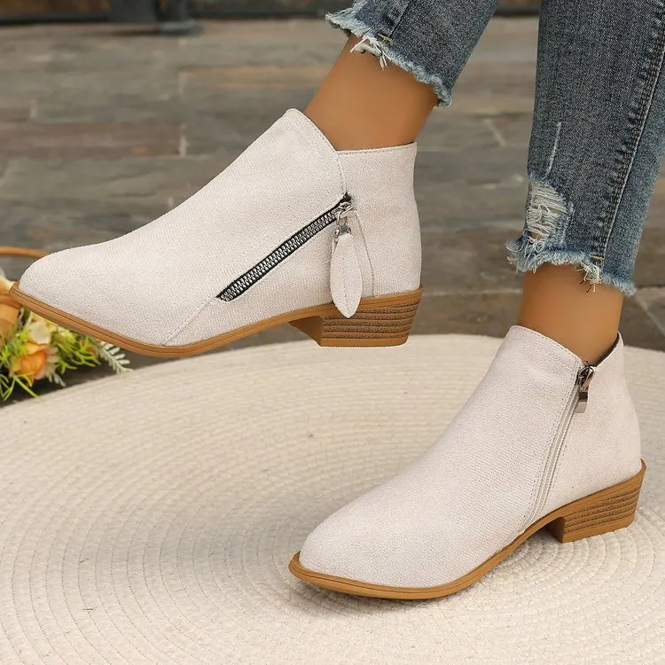 Breakj Breakj Thick Background Solid Color Tip Side Zipper Martin Boots 2025 Spring And Autumn New Short-Box Women Boots