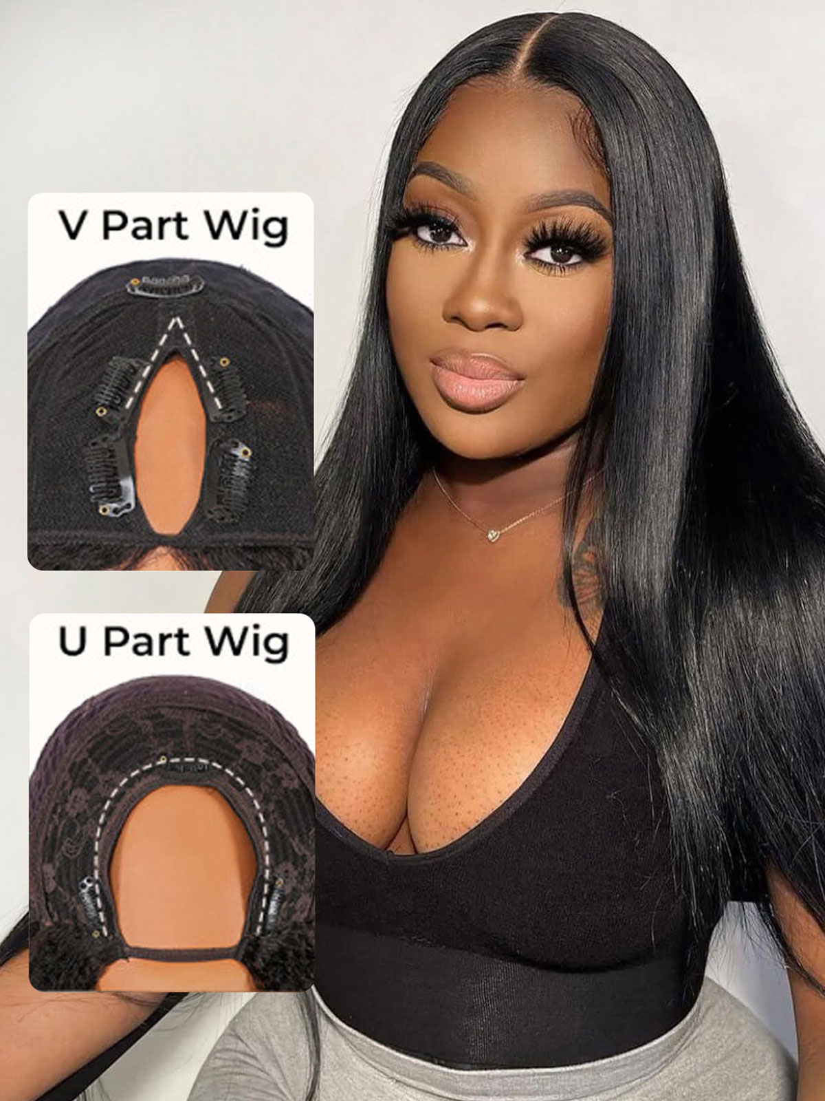 250% Density Boruihair Straight Glueless Pre‑Plucked Human Hair Wigs| V‑Part & U‑Part Options | 100% Human Hair