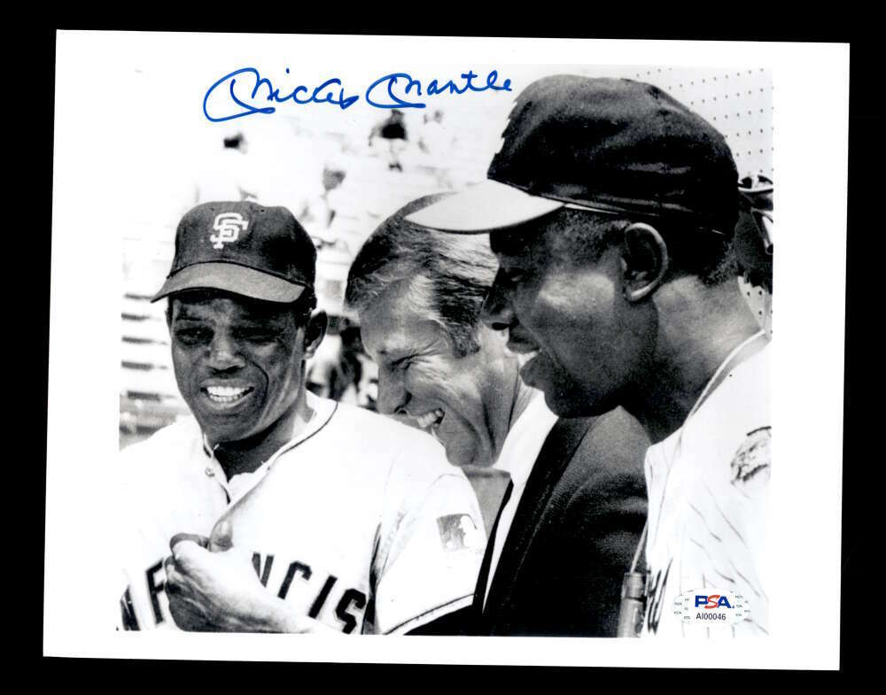 Mickey Mantle PSA DNA Loa Hand Signed 8x10 With Willie Mays Photo Poster painting Autograph