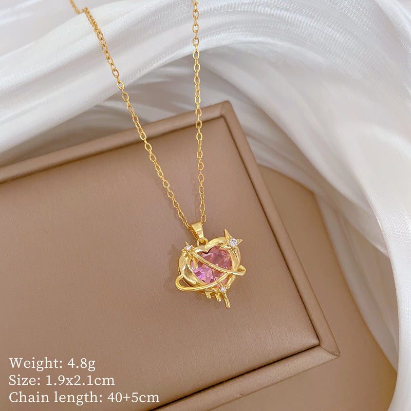 Copper Micro-Inlaid Necklace For Women Copper Micro-Inlaid Real Gold Electroplating Simple Ins Exquisite Clavicle Chain Neck Chain