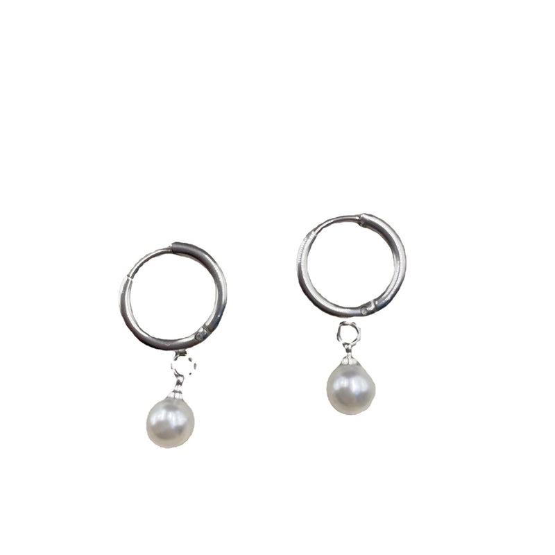 1 Pair Elegant Minimalist Round Plating Inlay Titanium Steel Pearl Drop Earrings