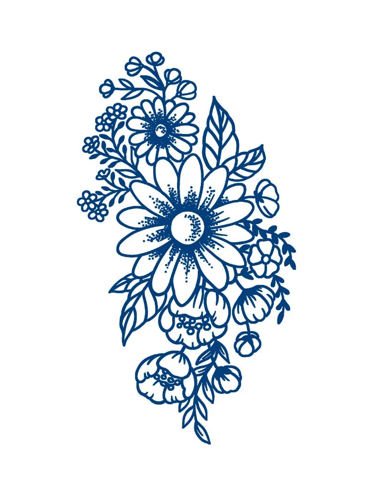 KT1-50 cross-border semi-permanent herbal juice tattoo sticker flower arm clavicle non-reflective simulation tattoo size pattern