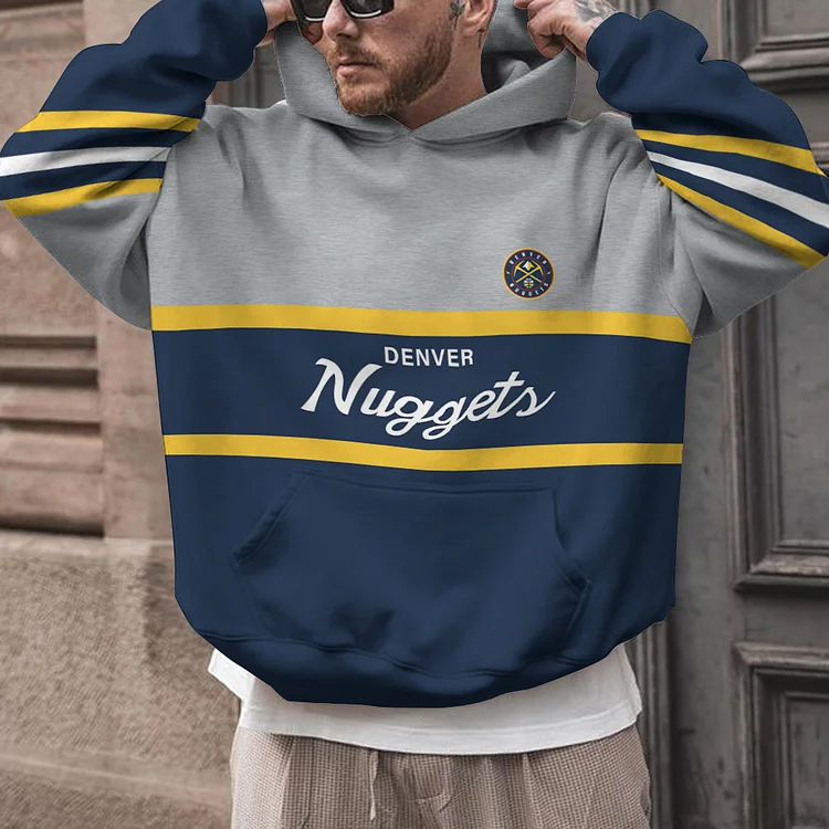 Denver Nuggets Printed Hooded Pocket Pullover Hoodie