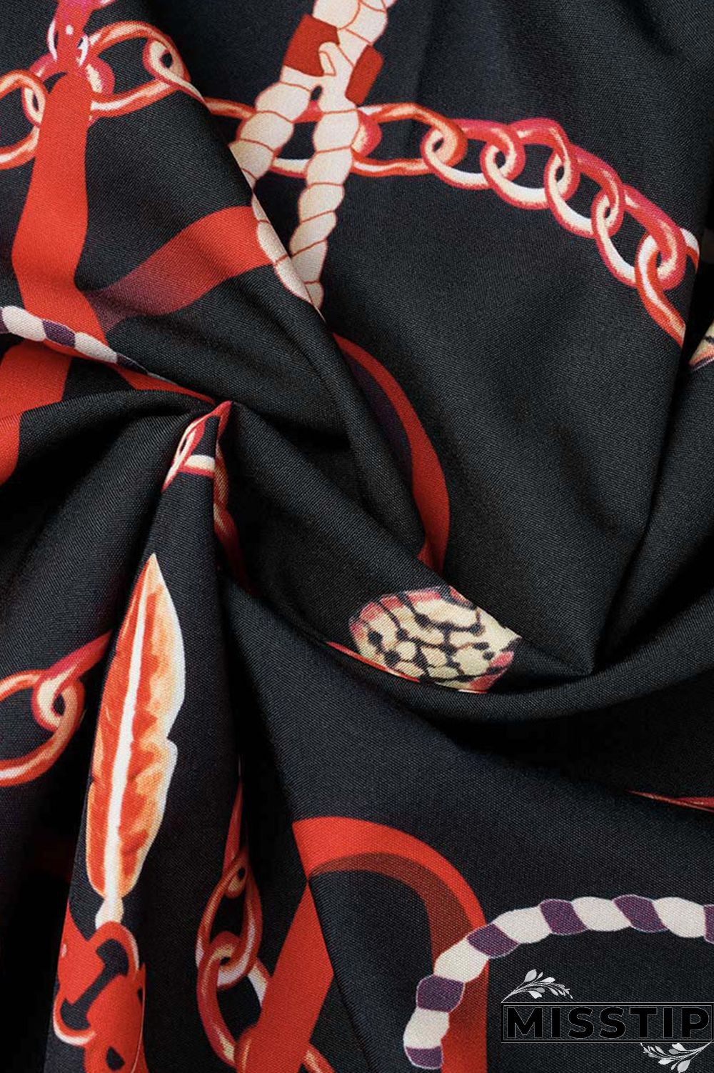 Black Casual Print Patchwork Buckle Without Belt Turndown Collar Straight Dresses