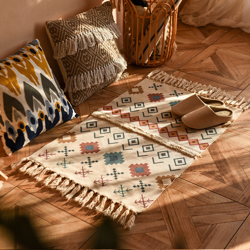 Rotimia Cotton - hemp woven simple fringe carpet