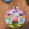 Purple Garden-DIY Embroidery Kit with Pattern Cotton Threads Needles Hoop 30*30cm/11.81*11.81in tapestrymarket