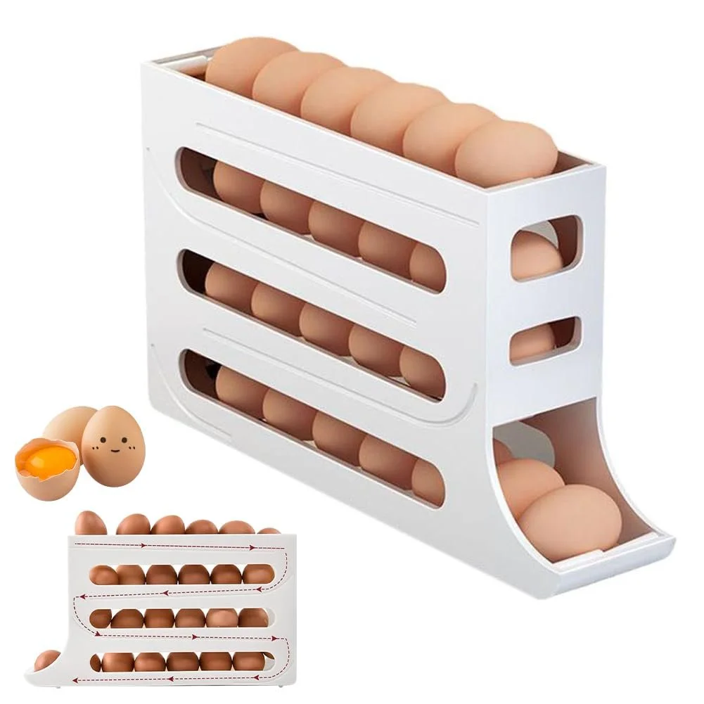Egg Holder for Fridge. Eggs Dispenser Auto Rolling