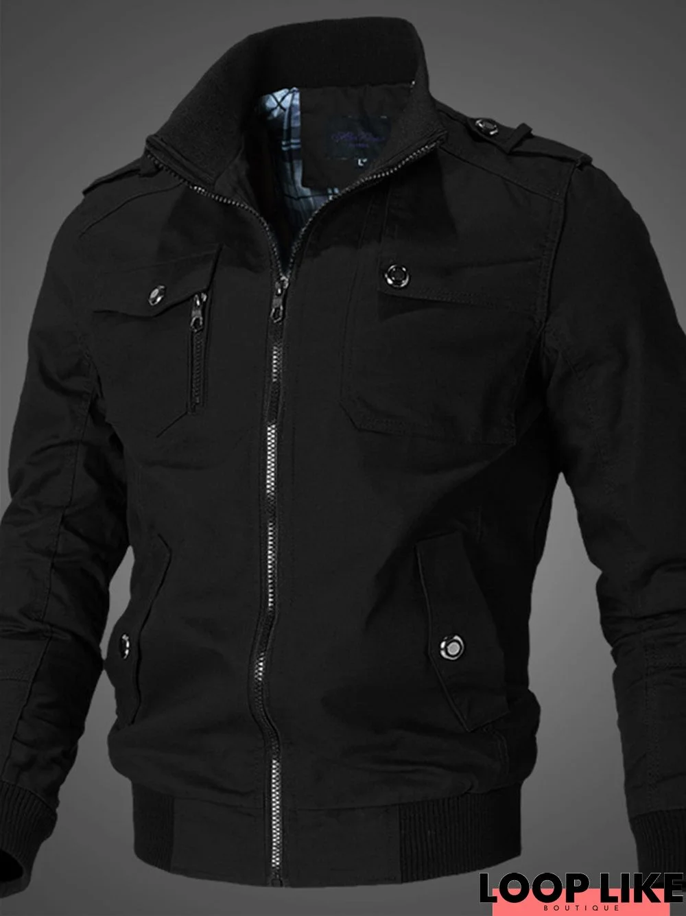 Solid Color Casual Stand Collar Men's Jacket Cotton Coat