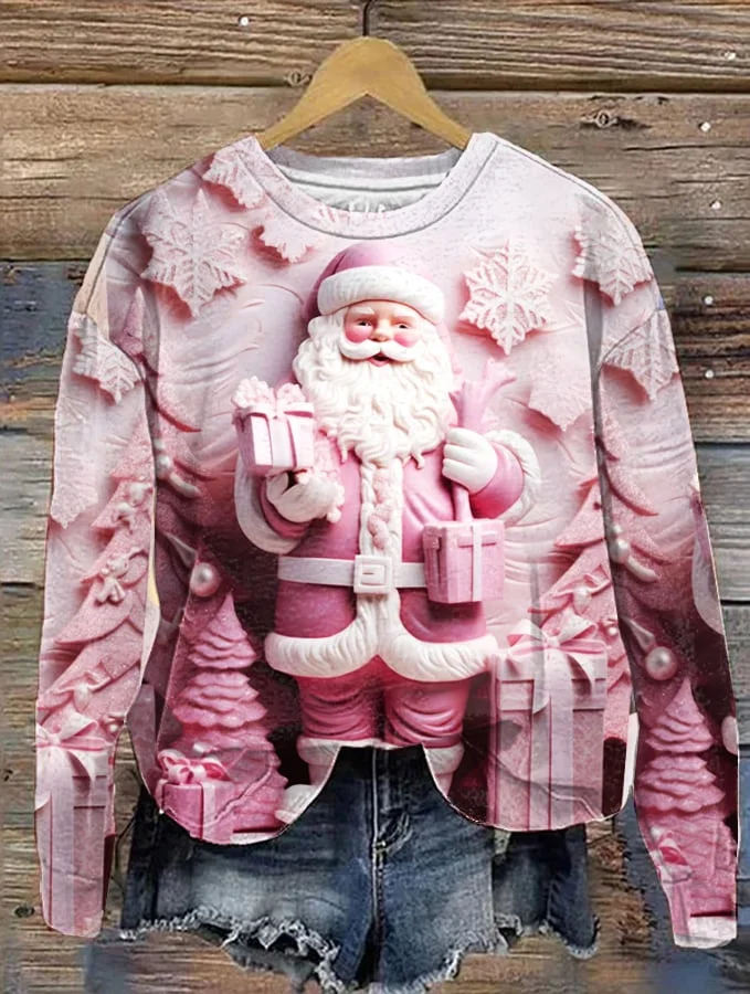 Women's Santa Claus Print Sweatshirt-mysite