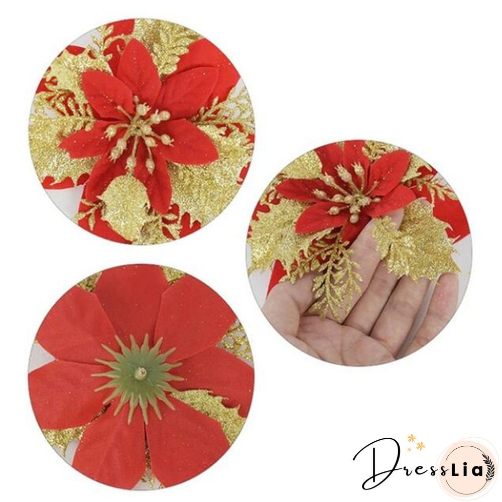 510Pcs Artificial Plastic Christmas Florals Glitter Fake Flowers Merry Tree Decorations