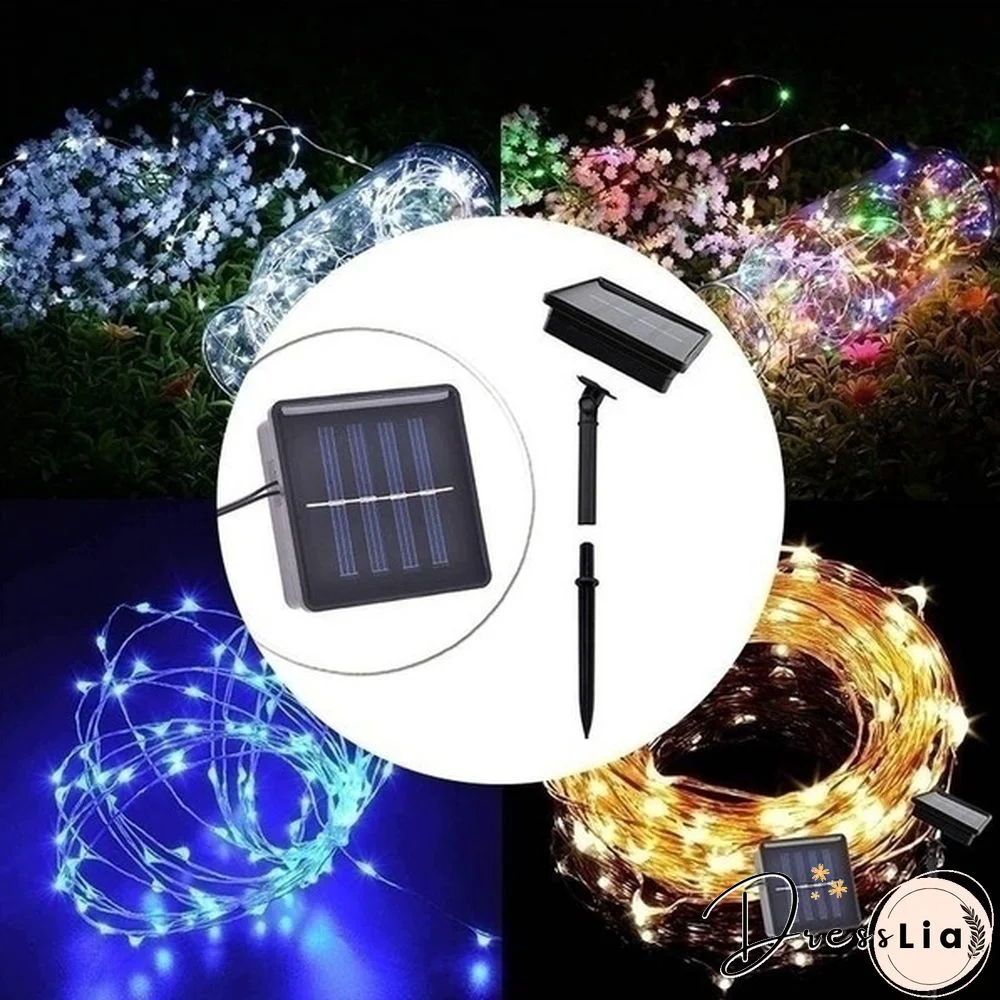 300/200/100/50/10 LED 9COLORS Creative Waterproof 8 Modes Solar Powered Copper Wire String Lights for Outdoor Indoor Home Garden Party Wedding Patio Tree Christmas Decoration