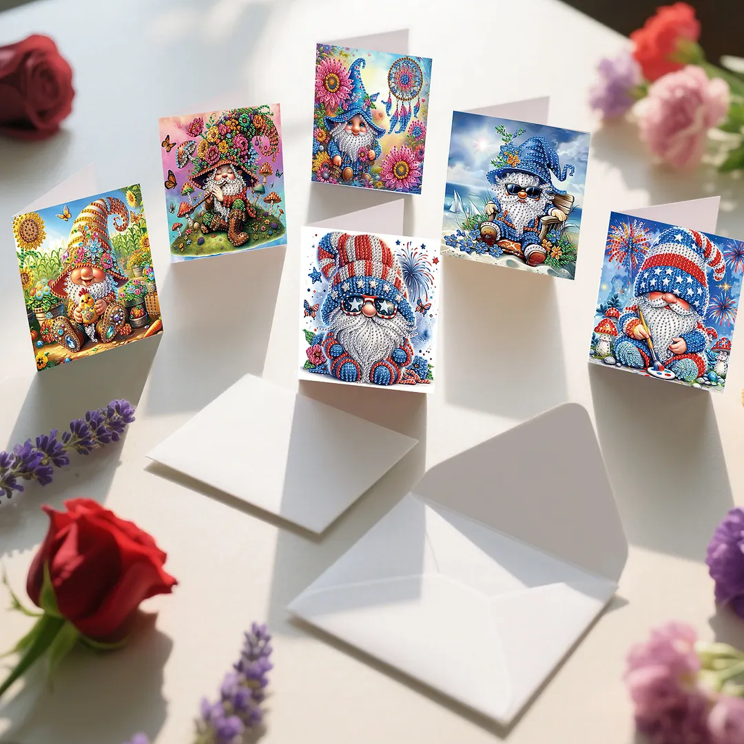 6PCS Goblin DIY Diamond Painting Greeting Card Set with Envelopes for Adults Gifts